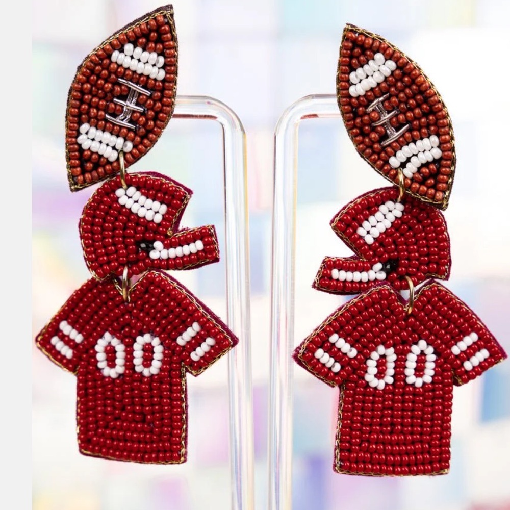 Football Themed Beaded Earrings